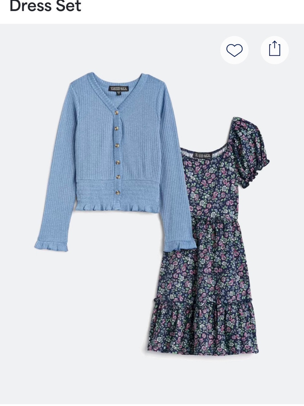 NWT Light Blue Knit Cardigan + Floral Dress Set